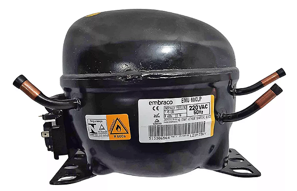 Motor Compressor 1/6 HP EM2U60CLP Embraco Gás R600 220V