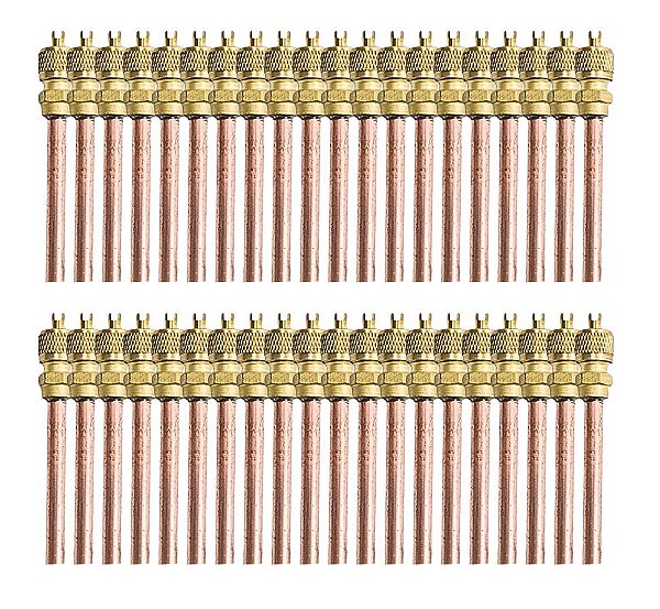 40x Válvulas Serviço Schrader 1/4 50mm Cobre Refrigeração