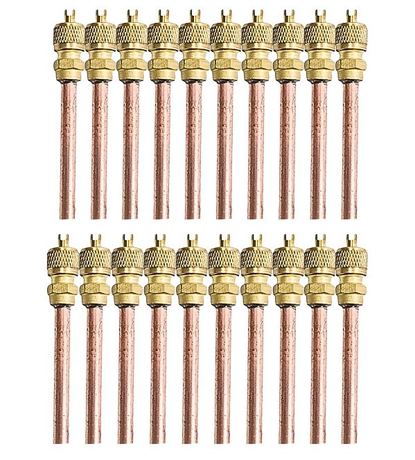 20x Válvulas Serviço Schrader 1/4 50mm Cobre Refrigeração