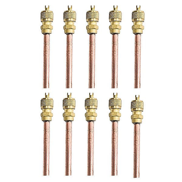 10x Válvulas Serviço Schrader 1/4 50mm Cobre Refrigeração