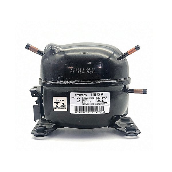 Motor Compressor 1/5 HP EMIS70HHR Gás R134A Embraco 110v