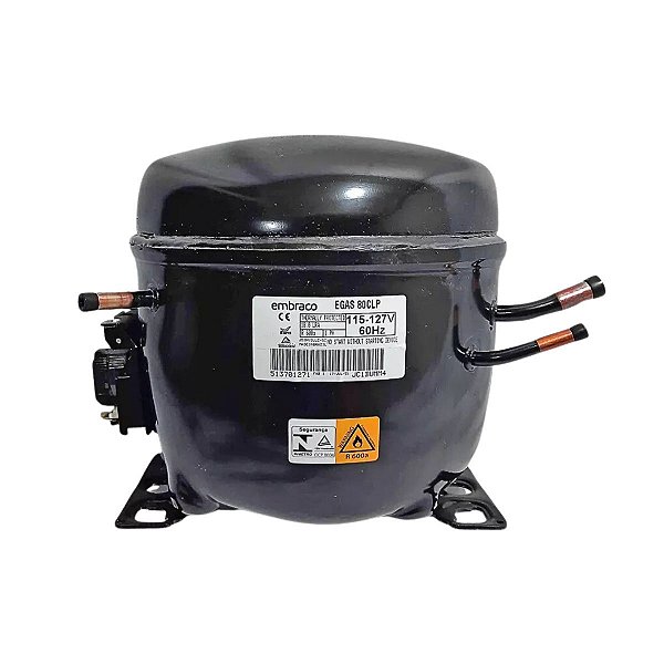 Motor Compressor 1/4 HP EGAS80CLP Gás R600 Embraco 110v