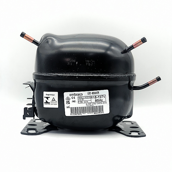 Motor Compressor 1/8 HP EM45HHR Embraco Gás R134A 110V