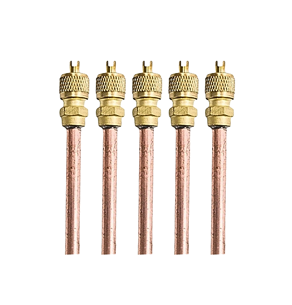 5x Válvulas Serviço Schrader 1/4 50mm Cobre Refrigeração