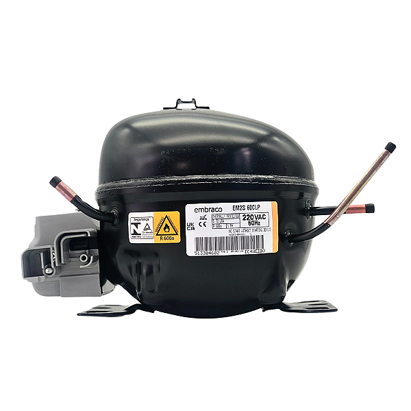 Motor Compressor 1/6 HP EM2S60CLP Gás R600 Embraco 220V