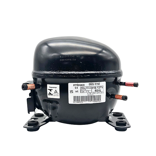 Motor Compressor 1/4+ HP EM2U3115Z Embraco Gás R134a 127V