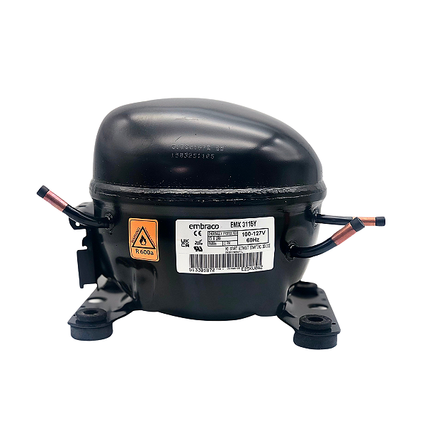 Motor Compressor 1/5 HP Embraco Gás R600 EMX3115Y 110V