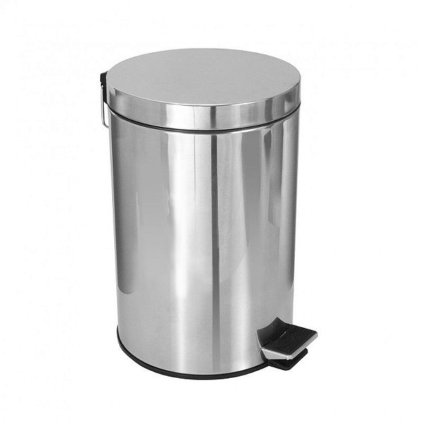 Lixeira Inox com Pedal 12L – Tampa Inox e Fundo ABS