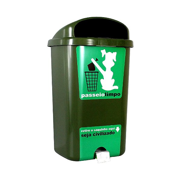 Lixeira cata caca com sacos para coleta e descarte de resíduos animais