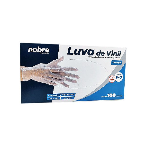 Luva de Vinil com Pó Tamanho G - 100 Unidades