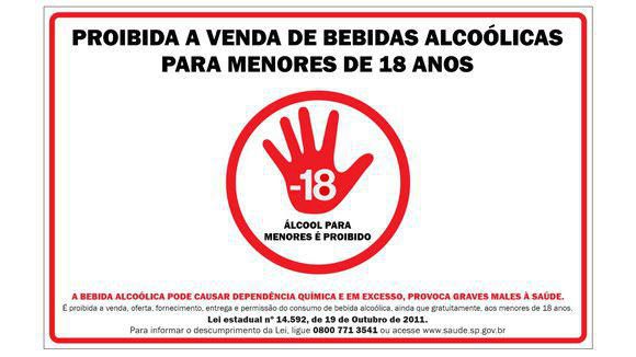 Placa Proibida a Venda de Álcool para Menores - 30x20cm