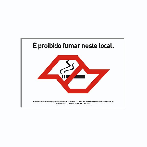 Placa Proibido Fumar Neste Local 20x15 cm