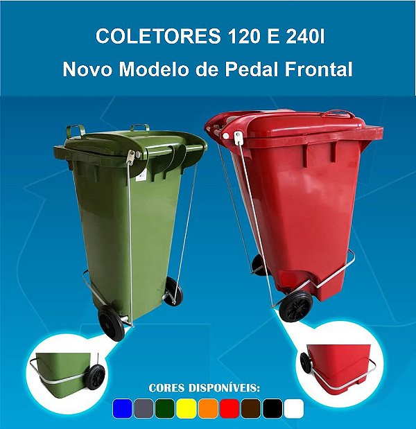 Contêiner de Lixo com Pedal e Rodas - 120 litros