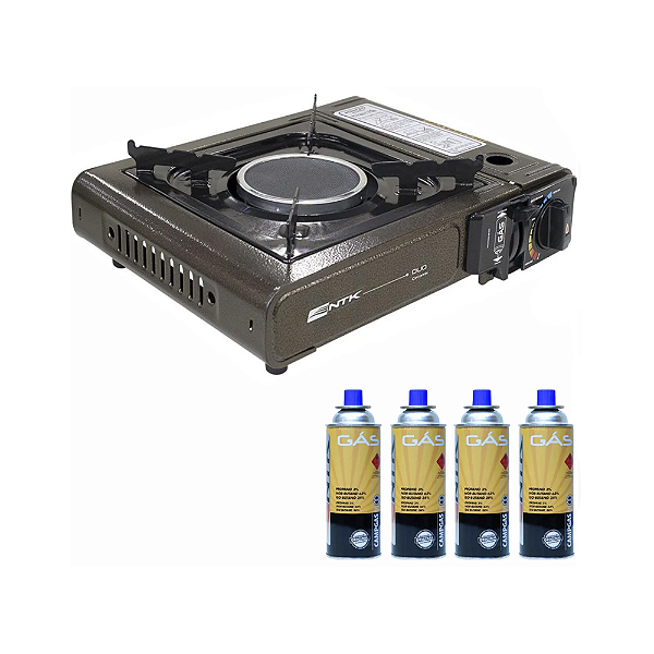 Kit Fogareiro Duo Ceramik Unica com 4 Refil Campgás - NKT