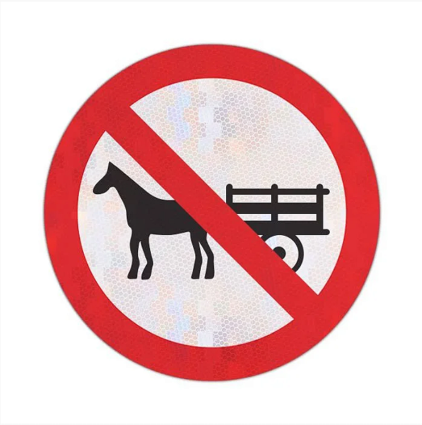 Placa Proibido Trânsito de Veículos de Tração Animal R-11