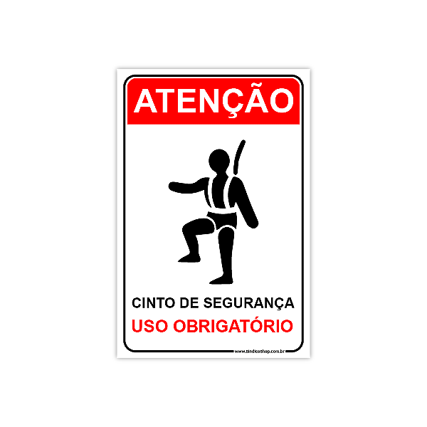 Placa Uso Obrigatório de Cinto de Segurança - 20x30