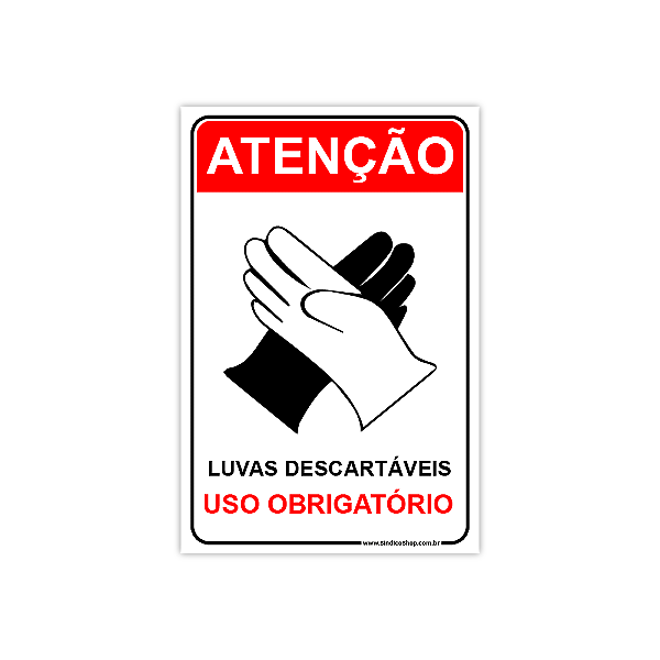 Placa Uso Obrigatório de Luvas - 20x30