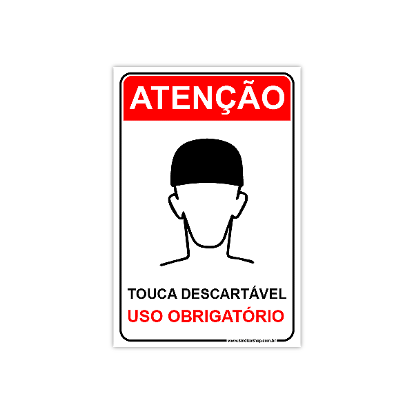 Placa Uso Obrigatório de Touca Descartável - 20x30