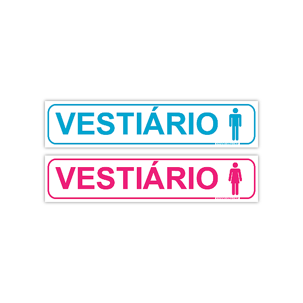 Placa Vestiários Masculino e Feminino – 30x6,5 cm