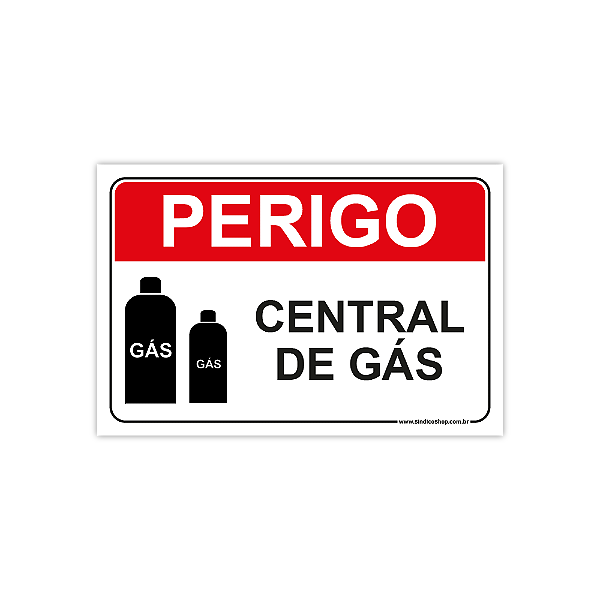 Placa Perigo - Central de Gás – 30x20 cm