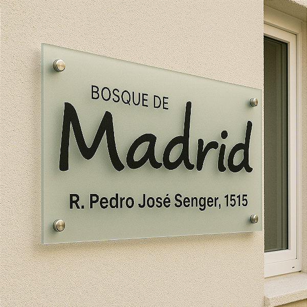 Placa de Identificação em Vidro para Fixação em Parede