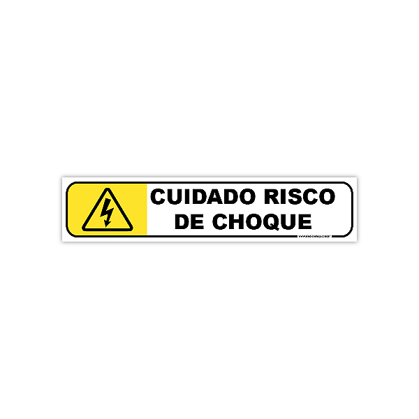 Placa CUIDADO – Risco de Choque Elétrico | 30x6,5 cm