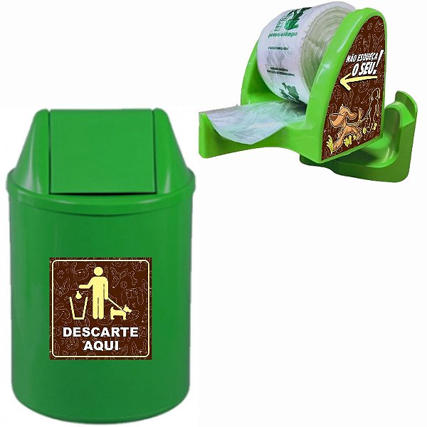 Kit Suporte para Bobina com Lixeira 12L - Cata Caca