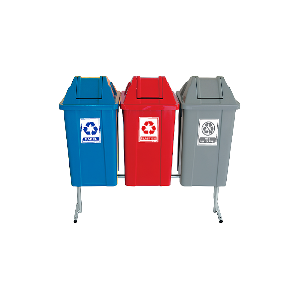 Conjunto para Coleta Seletiva JSN – 3 Cestos de 60L