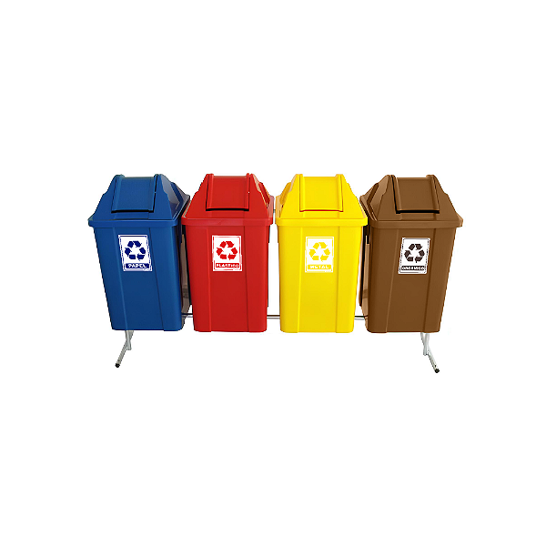 Conjunto JSN para Coleta Seletiva com 4 Lixeiras de 100 Litros
