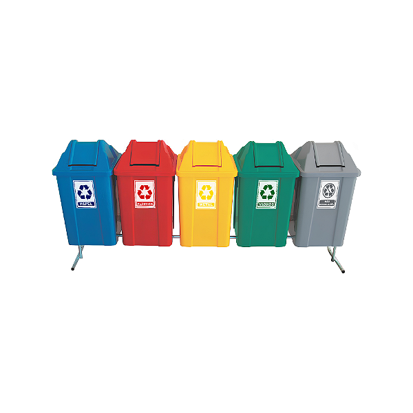 Conjunto JSN com 5 Lixeiras de 100 Litros – Coleta Seletiva