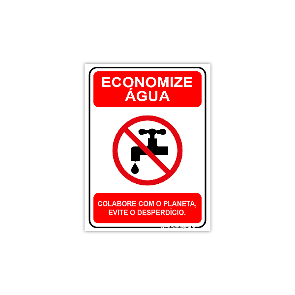 Placa Economize Água – 15x20 cm