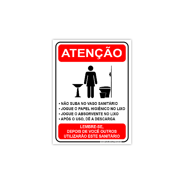 Placa Regras Banheiro Feminino – 15x20 cm