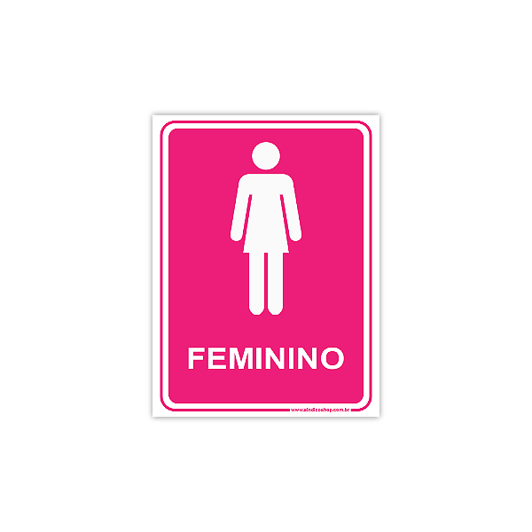 Placas para Banheiro Feminino Rosa – 15x20 cm
