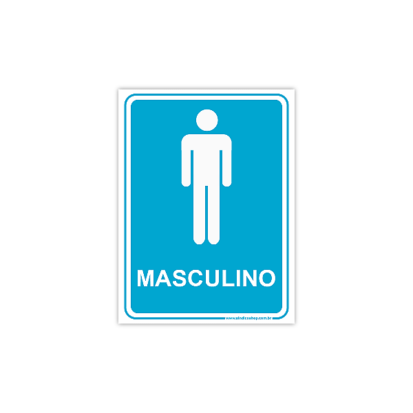 Placas para Banheiro Masculino Azul – 15x20 cm