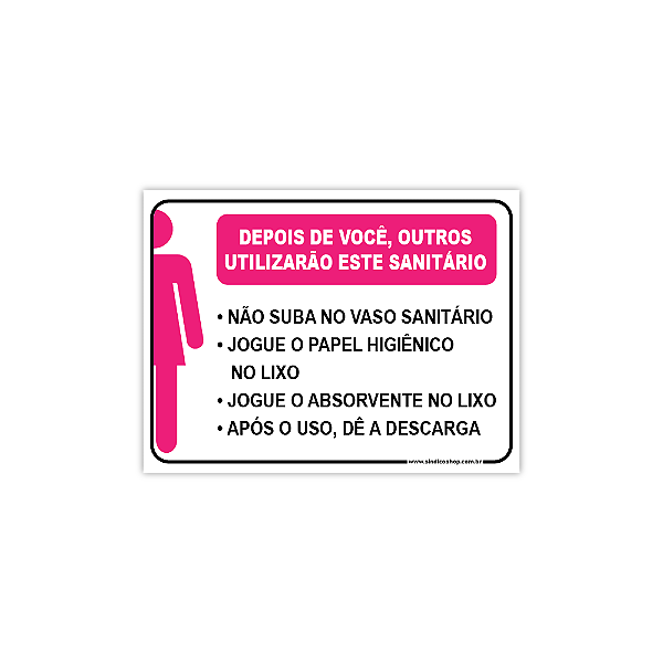 Placa Regras Banheiro Feminino – 20x15 cm