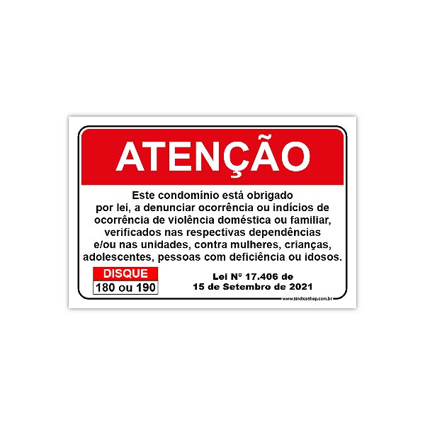 Placa de Sinalização: Violência Doméstica é Crime – 30x20 cm
