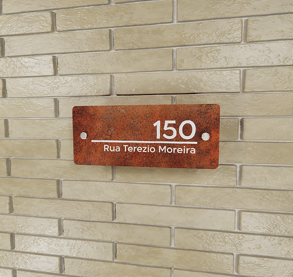 Placa de Número e Rua Residencial em ACM 39x16,5 cm – Personalizada
