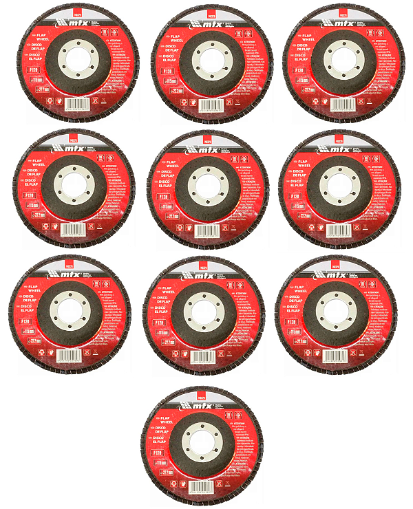 kit 10 Discos De Desbaste Tipo Flap 115 x 22 mm Grão 120 MTX