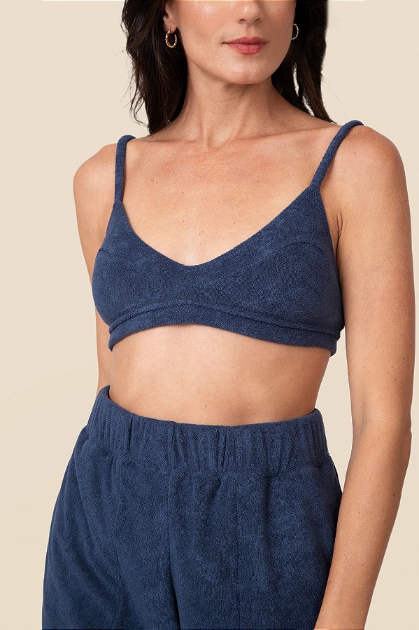 Top Nikki Azul Marinho Terry