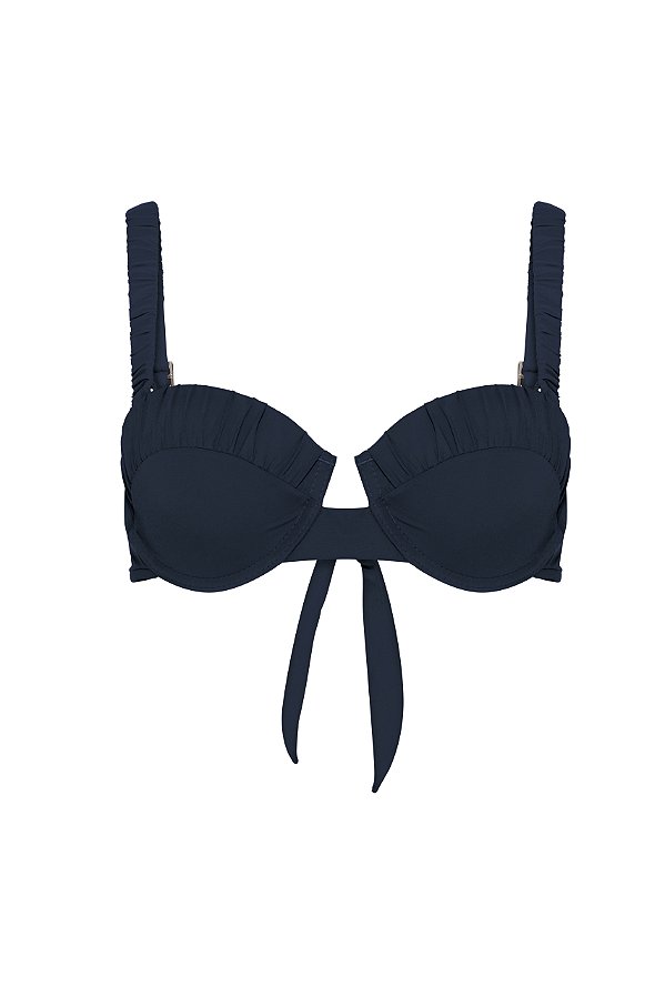 Top Marselha Azul Marinho Plissé