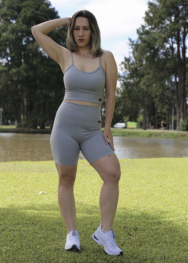Top Cropped Cinza Claro - Power Confort