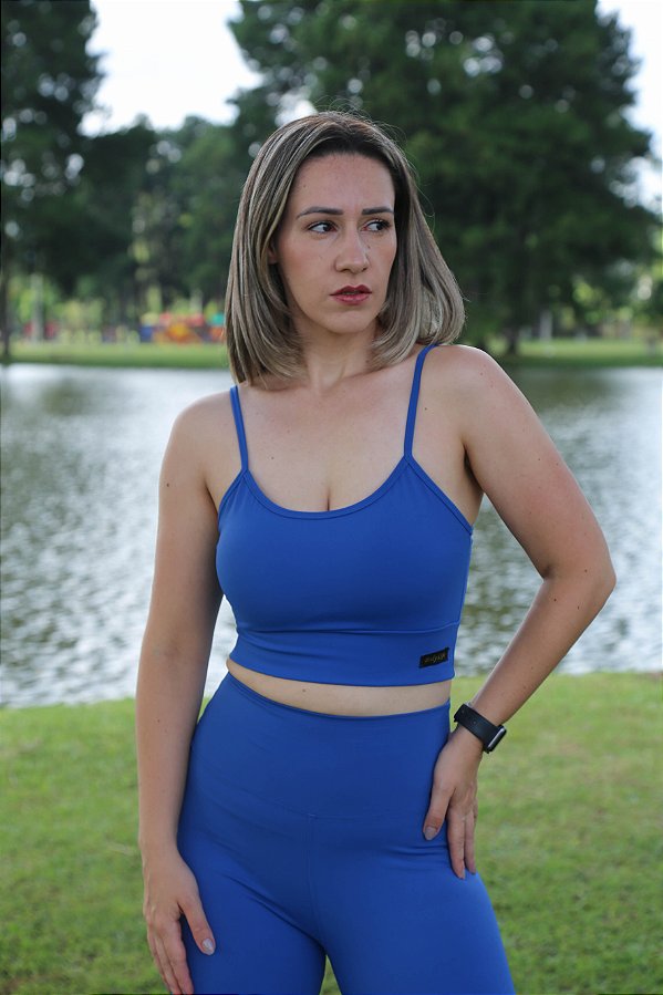 Top Cropped Azul Cobalto - Poliamida