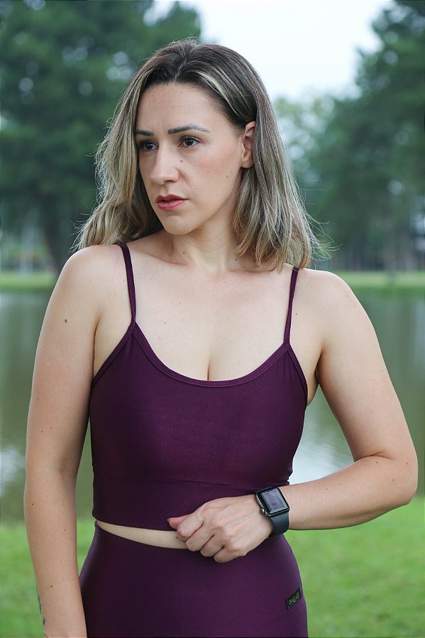 Top Cropped Roxo - Aveludado de Compressão