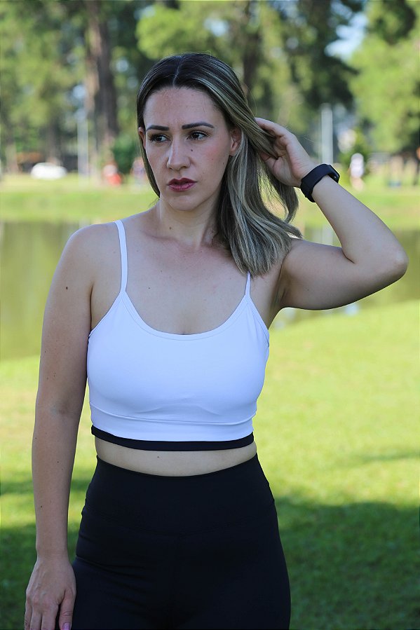 Top Cropped Branco e Preto - Poliamida