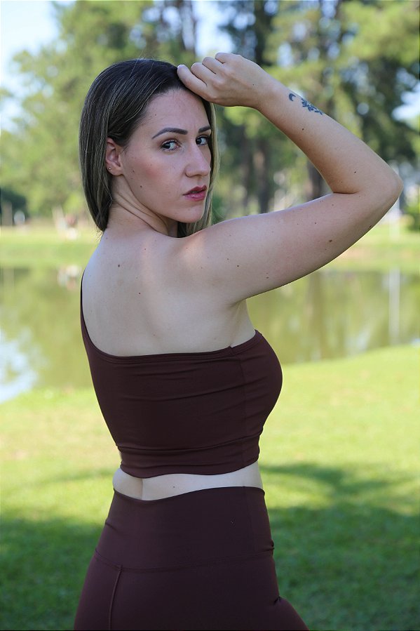 Top Ombro Marrom - Poliamida