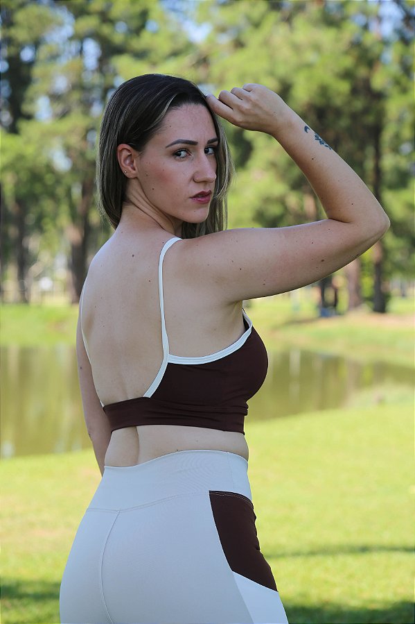 Conjunto Recortes Nude / Marrom / Off White - Poliamida