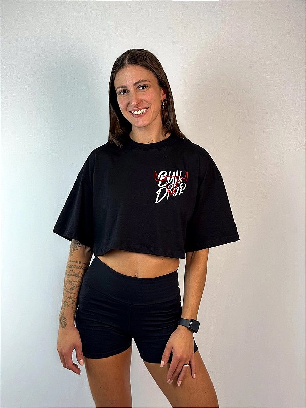 Cropped Oversized Bulldrop Preto