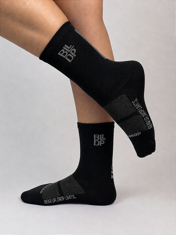 Meia Runner de Poliamida Preto com Cinza