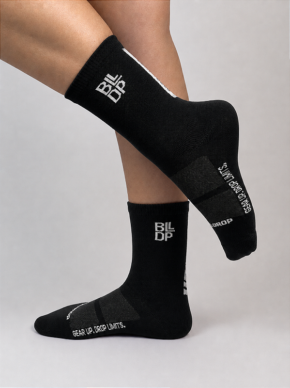 Meia Runner de Poliamida Preto com Branco