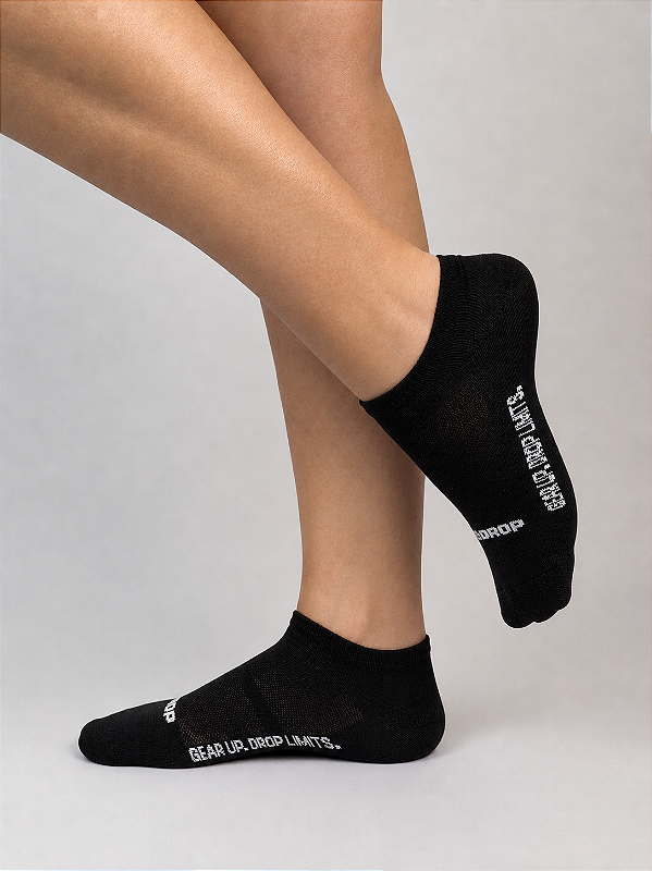 Meia Runner de Poliamida Preto com Branco (Cano Baixo)